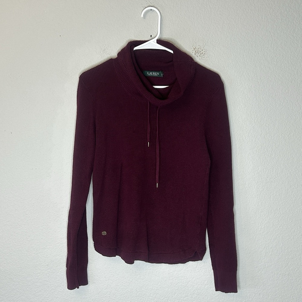 Lauren Ralph Lauren Waffle Knit Cowl Neck Sweater Women's Size M Pullover LS